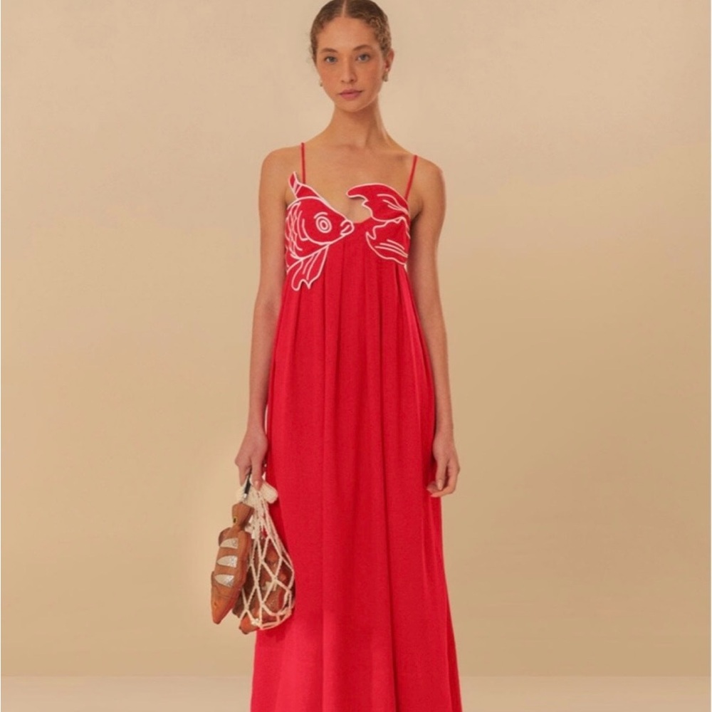 FARM Rio Red Koi Fish Maxi Dress